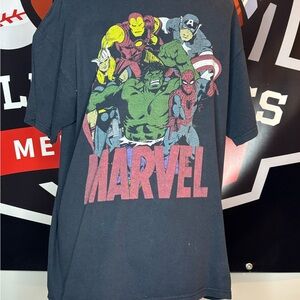 Marvel Heroes Black T-Shirt with Colorful Print